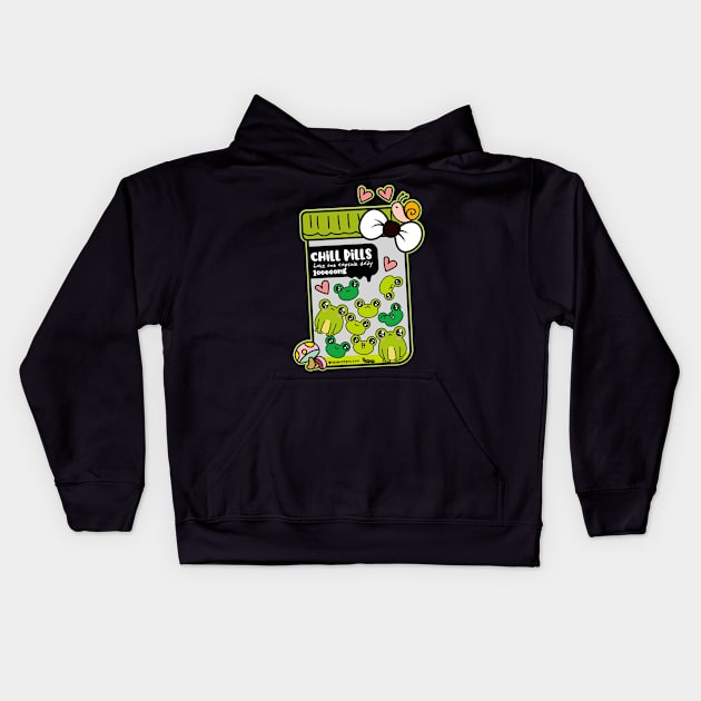 chill pills cute frog pills cartoon Kids Hoodie by princessmi-com